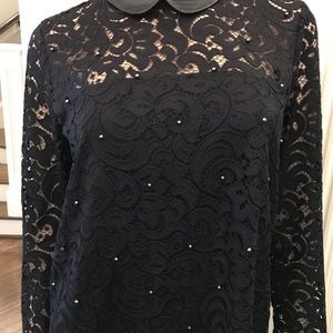 The Kooples black lace leather trim M